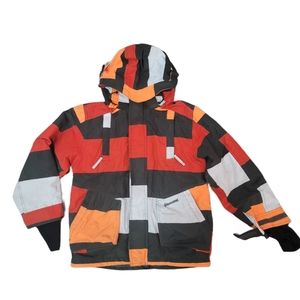 Brunotti kids ski jacket 140 or US size 10. Color block, warm, snow, ski, winter